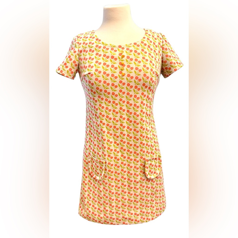 Vintage Stacy Ames Mod 60s Floral Dress S